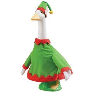 Elf Porch Goose Outfit Costume Shirt Stocking Hat Green Red Polyester Holiday